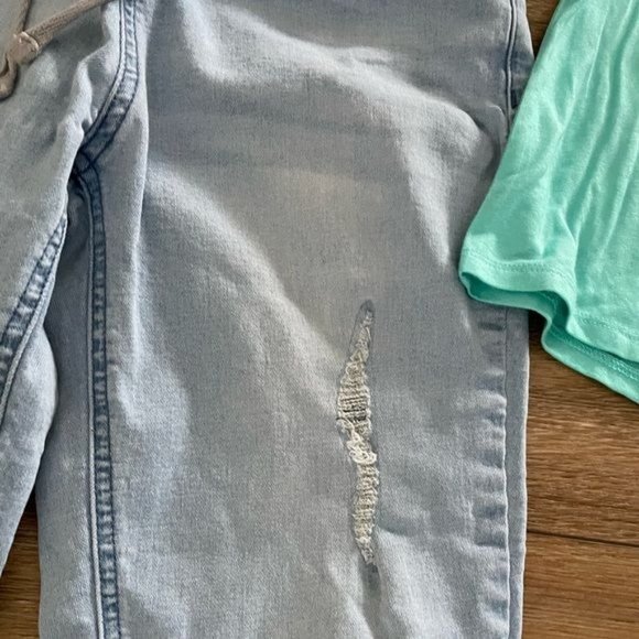 Bundle of 2! Justice Waistband Light Wash Jeans & Justice Kitty Tank Top Sz 18 - Picture 4 of 10